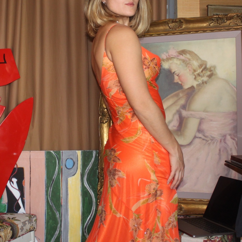 Cache Orange Silk Gown